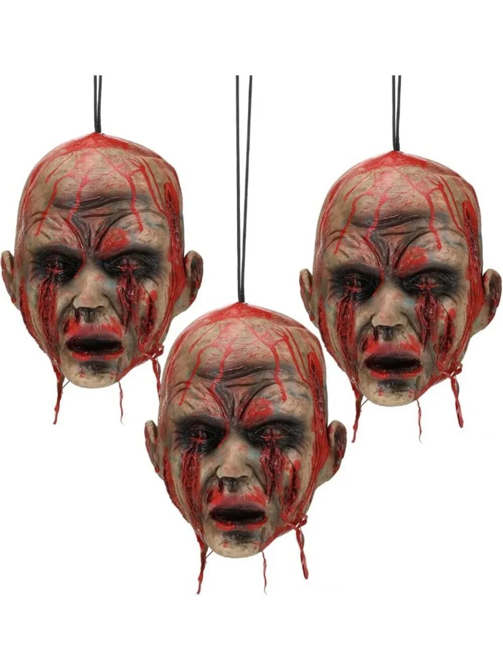 3 Pcs Halloween Severed Head Props - Chic Decor, Realistic 10.28 x 9.53 Inches